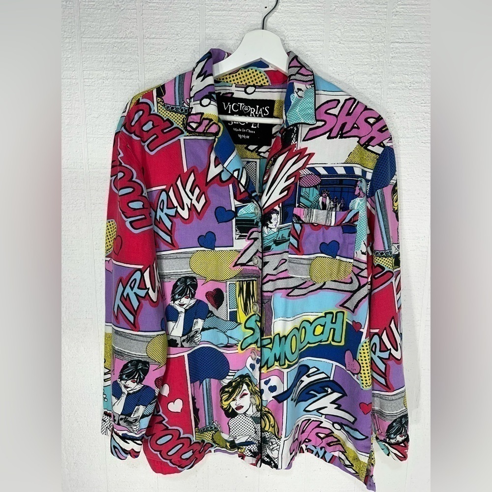 Rare Victoria’s Secret cotton flannel pajama sleep shirt novelty print size M